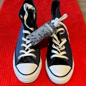 Converse Black and White Velvet High-Top Sneakers